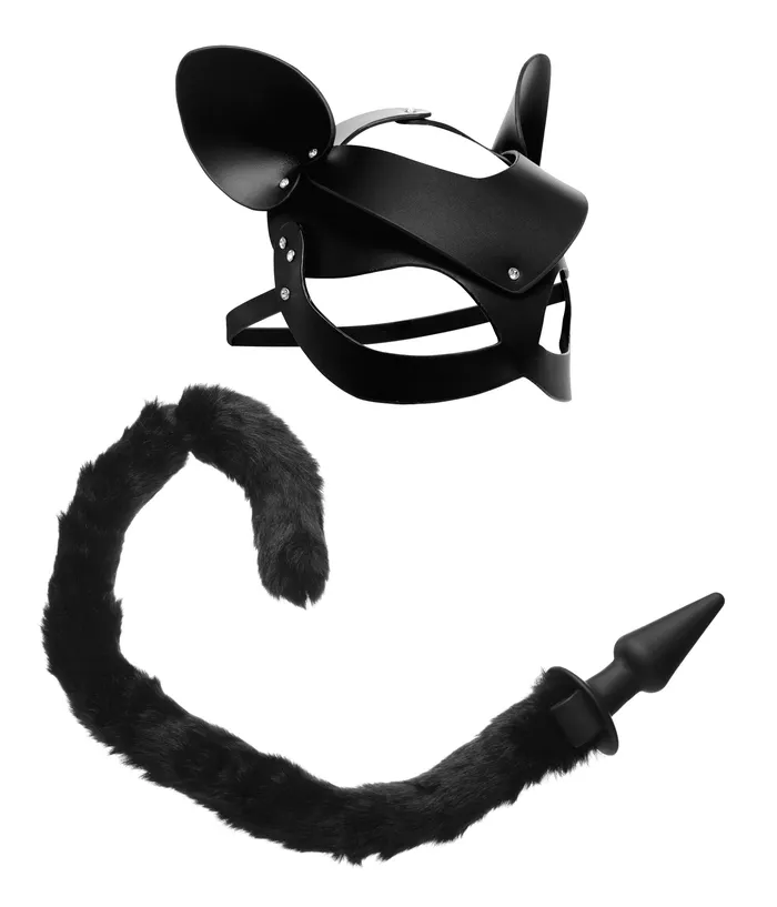 Anal XR Brands Cat Tail Anal Plug And Mask Set