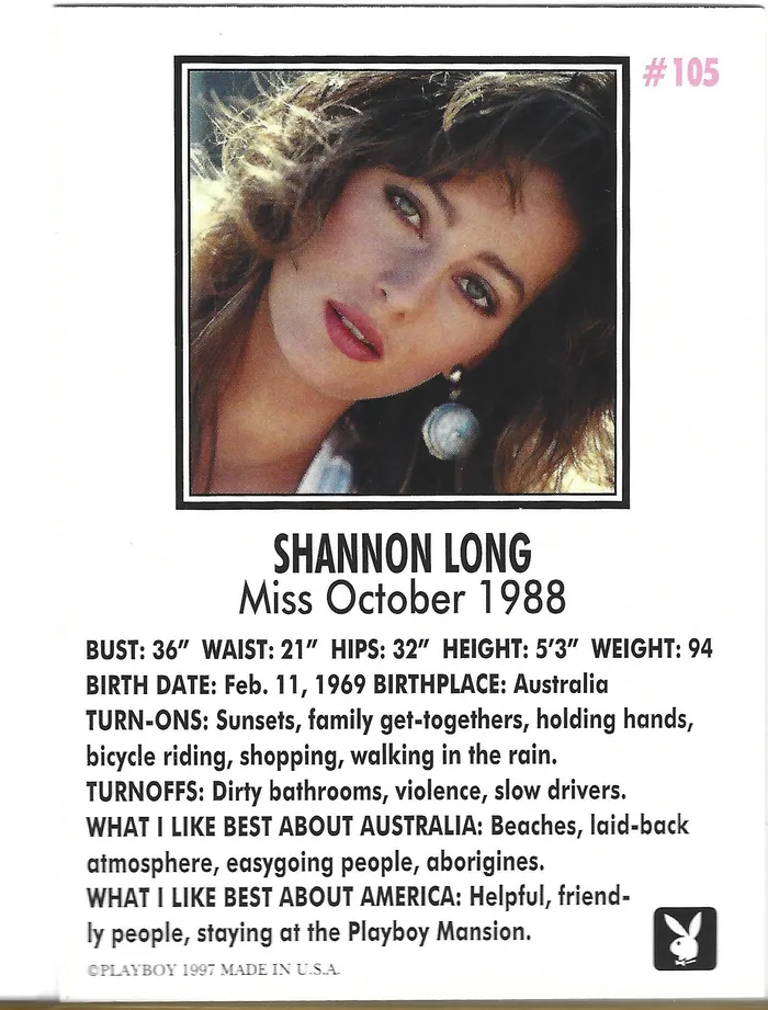 Female Sex Toys Dans Cards Playboy October Edition Shannon Long Card 105