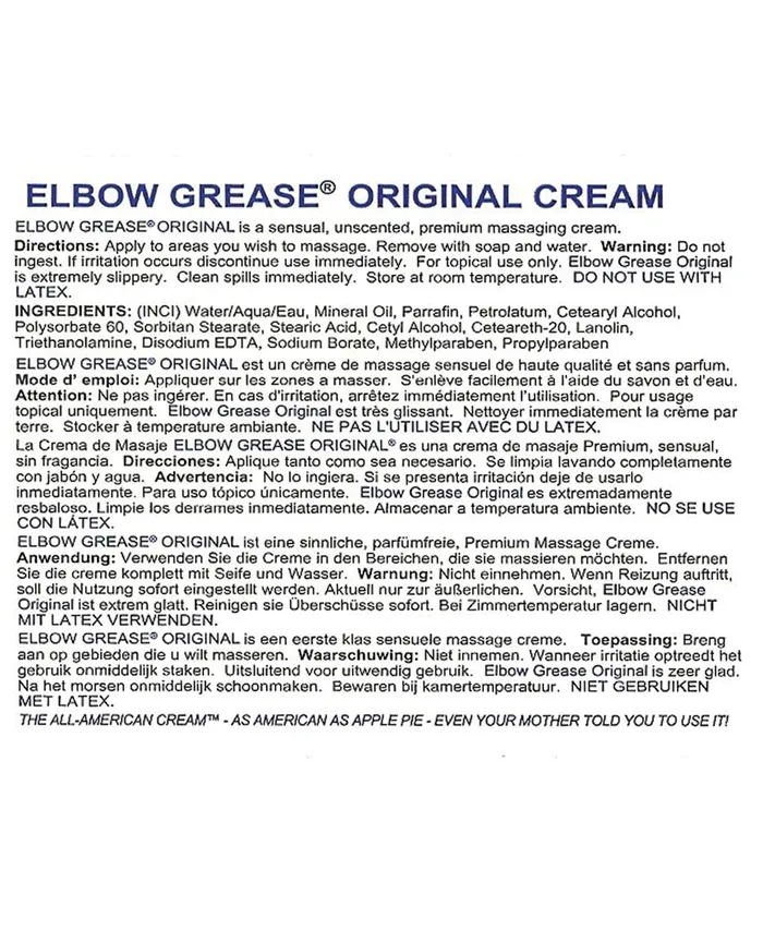 Male Sex Toys Castle Megastore Elbow Grease Original Cream 9oz